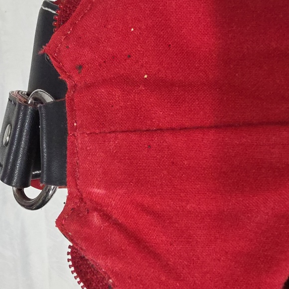 VINTAGE Tommy Hilfiger Red Canvas Hobo Bag | Y2K Sporty Chic - Picture 9 of 10